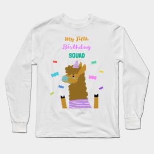 My Fifth Birthday Squad - Fifth Birthday quarantined lama with face mask. Long Sleeve T-Shirt